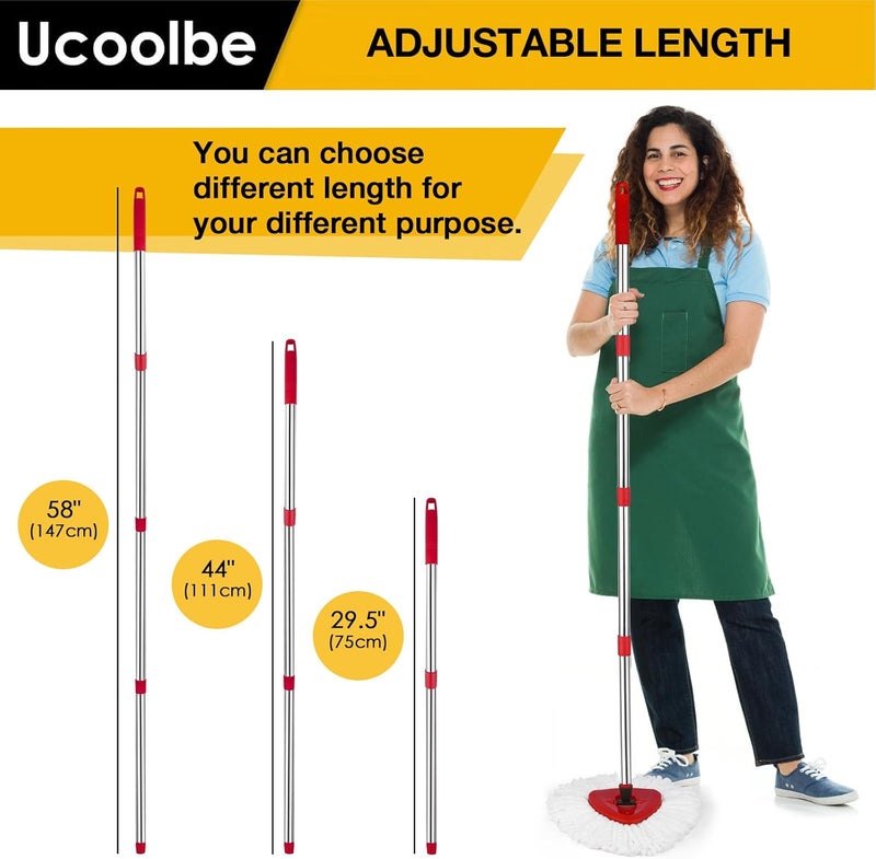 Ucoolbe Spin Mop Replacement Handle for O-Cedar, 4-Section 30" to 58" Mop Stick Compatible with O-Cedar Spin Mop & Bucket System，EasyWring Mop Handle for Floor Cleaning, Mop Head & Base not Include - Image 2